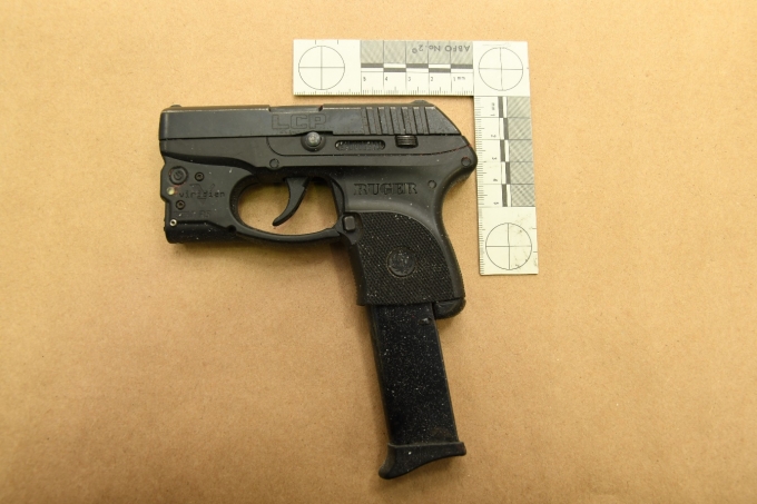 The Ruger .380 semi-auto pistol which was removed from the Complainant's vehicle.