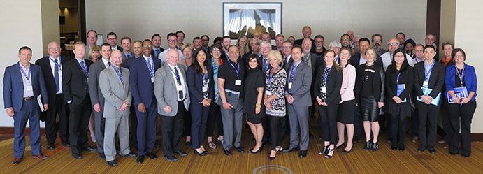 This is an image of SIU Director Tony Loparco and SIU Communications Coordinator Monica Hudon among other participants at the 2017 Canadian Association for Civilian Oversight of Law Enforcement conference
