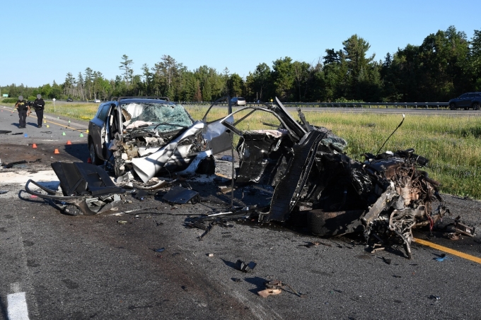 Figure 1 – Scène de la collision mortelle ayant impliqué six véhicules sur l’autoroute 417.