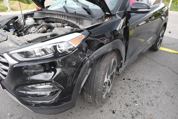 Figure 2 - The Hyundai Tucson with damage to its front side.