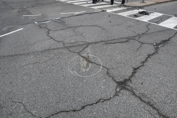 Figure 3 - The scrape mark that is believed to have been made by the TPS cruiser’s tire upon impact.