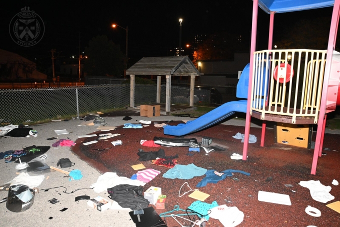 Figure 1 - Playground with items littering the ground
