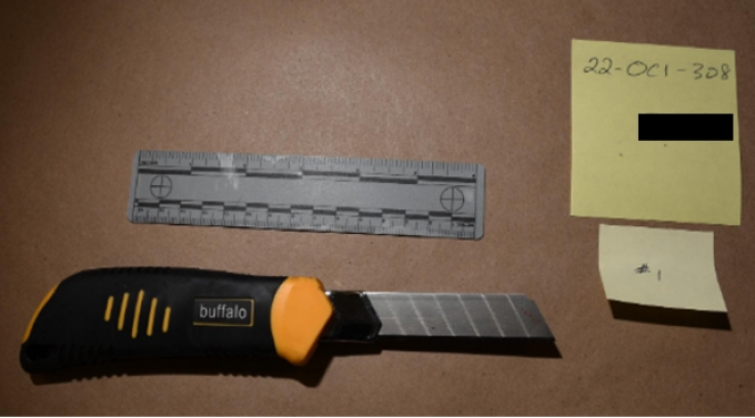 Figure 2 - Box-cutter knife used by Complainant