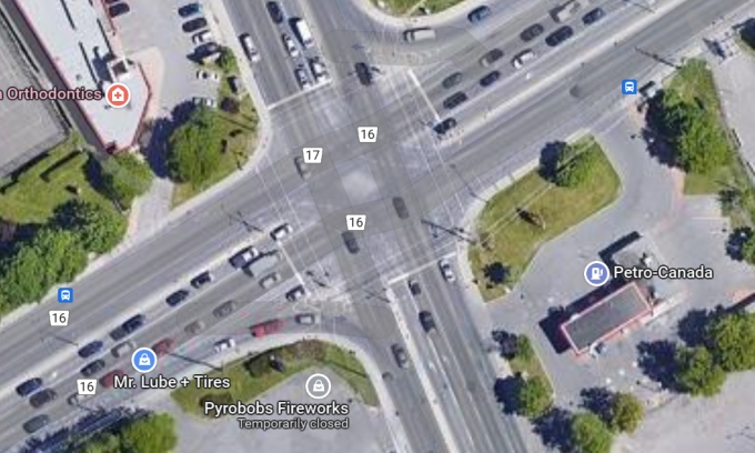 Figure 1 – Google Maps aerial view of the intersection of Baseline Road and Clyde Avenue