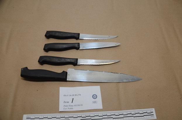 Photo of the knives seized from the scene