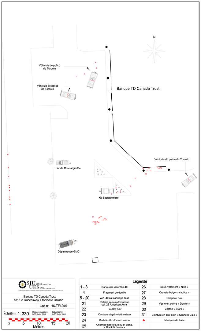 Schéma des lieux de la Banque TD Canada Trust à Etobicoke.