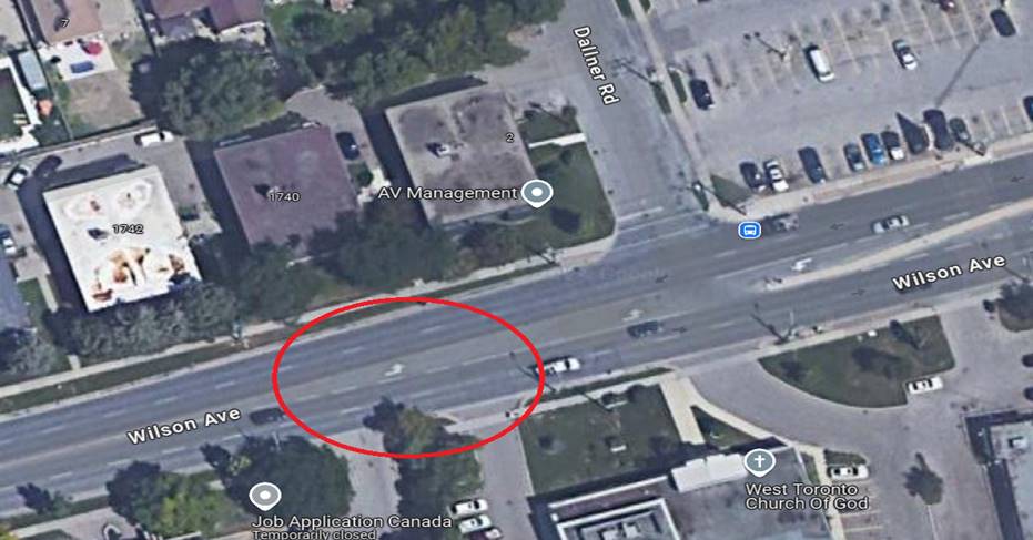 Figure 1 – Google Earth aerial view of the scene with the location of the arrest circled in red (added)
