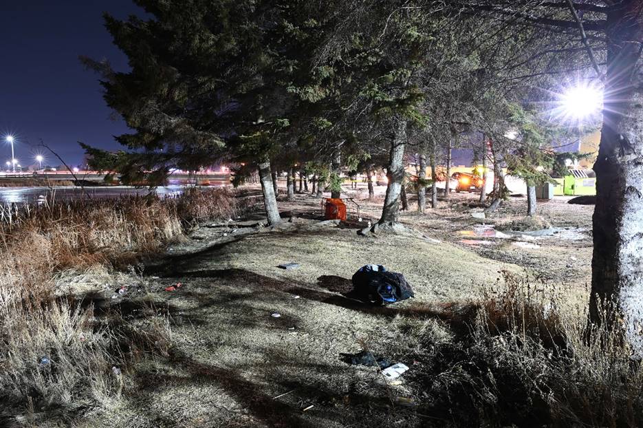 Figure 1 &ndash; L&rsquo;espace vert entre le 959 Fort William Road et le d&eacute;versoir Neebing McIntyre.