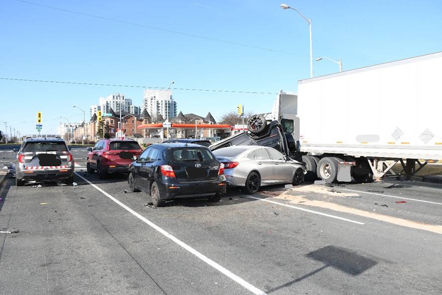 Figure 1 – Northbound view of the collision scene on Markham Road