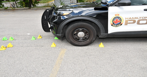 Figure 1- Marked HPS vehicle, drag marks identified by cones