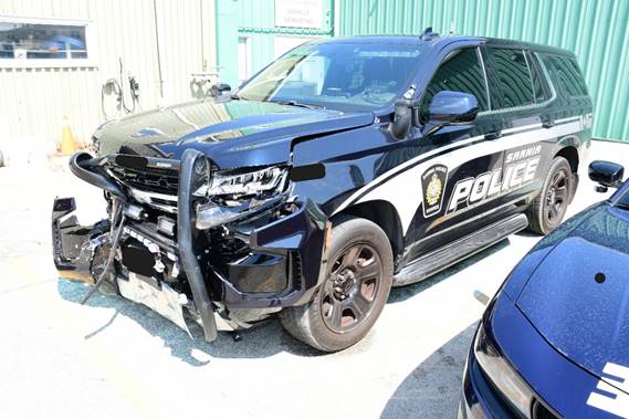 Figure 3 – Damage to the front end of the SO’s police vehicle