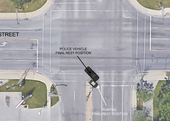 Figure 5 - Aerial image with the vehicles in their final rest positions