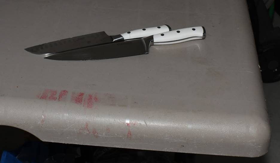 Figure 2 – Couteaux trouvés dans le garage