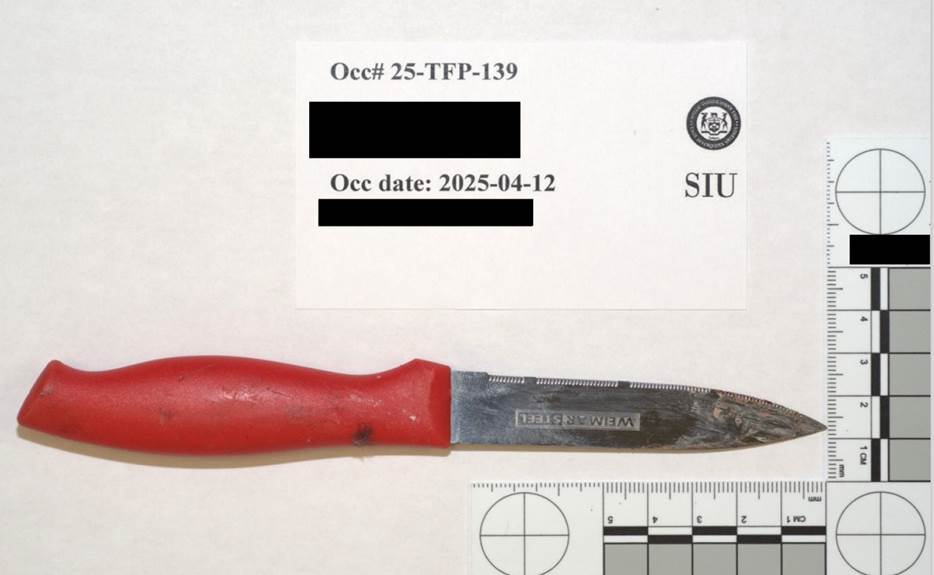 Figure 1: Red-handled kitchen knife