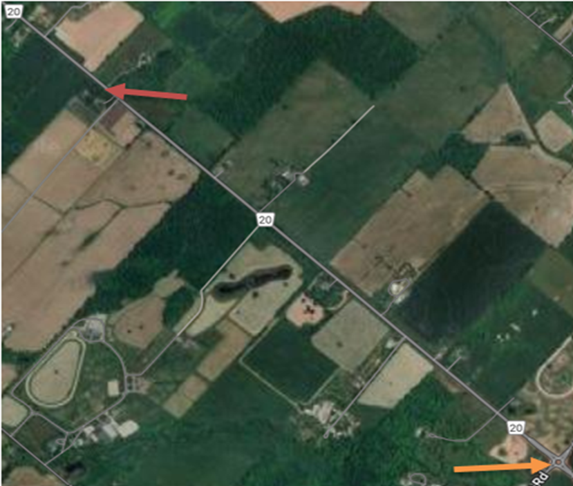 Figure 2 - Image Google Maps montrant Appleby Line depuis le carrefour giratoire